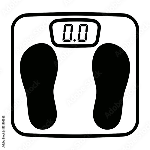 Black and White Digital Weighing Scale Icon for Health and Body Weight Measurement