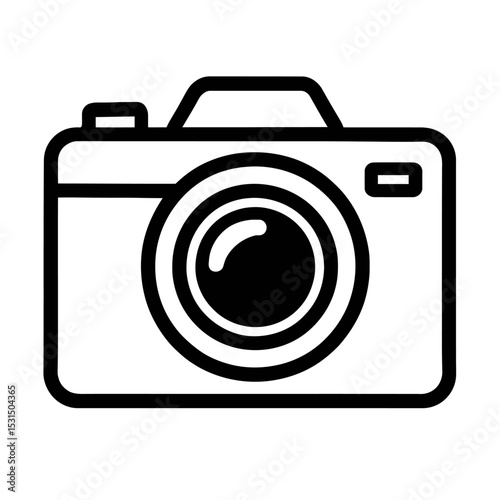 Simple Black and White Camera Icon for Photography and Media