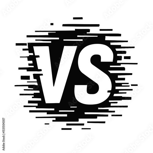 Dynamic Black and White Versus (VS) Icon with Speed Effect for Battle and Comparison