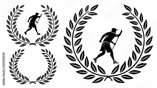 Generated AI Nordic Walking Art Laurels & Runner Silhouettes