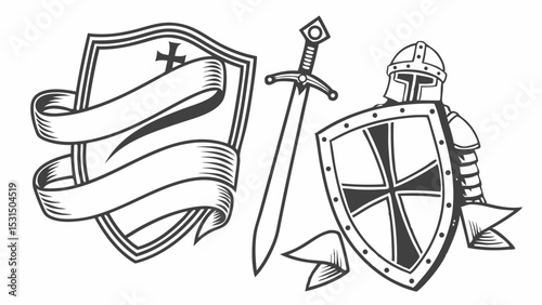 Medieval Knight's Emblem AI-Generated Heraldic Illustrations