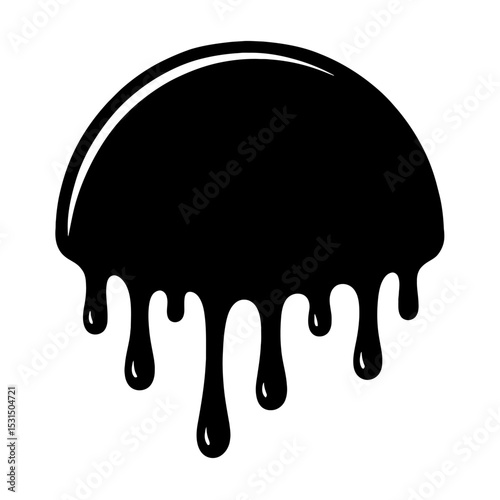 Dripping Circle or Blob Vector Icon - Abstract Design Element for Liquid, Paint, or Goo Concepts