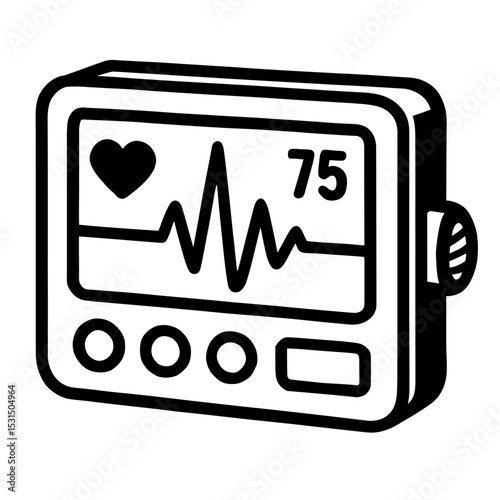 ECG Machine or Heart Rate Monitor Vector Icon - Symbol for Medical Monitoring, Vital Signs, and Health Technology
