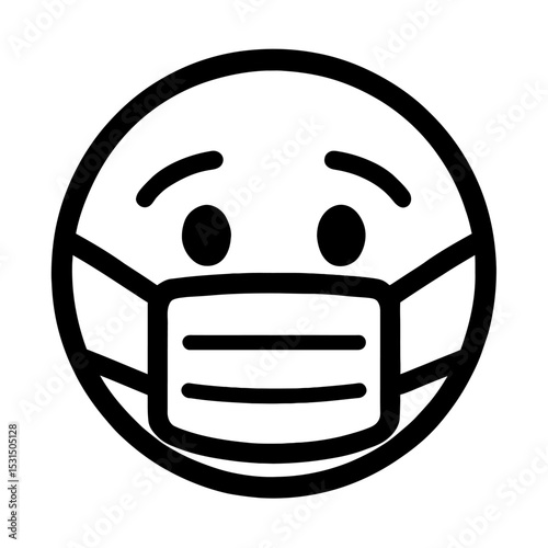 Mask Face Medical Emoji Vector Icon - Symbol for Health, Protection, Illness Prevention, or Pandemic