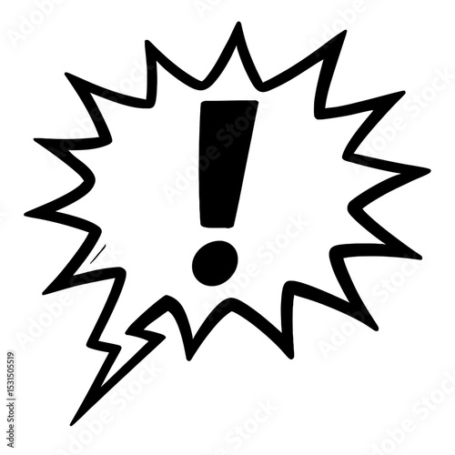 Bold Exclamation Mark Speech Bubble Vector Icon - Energetic Alert for Urgency and Important Messages