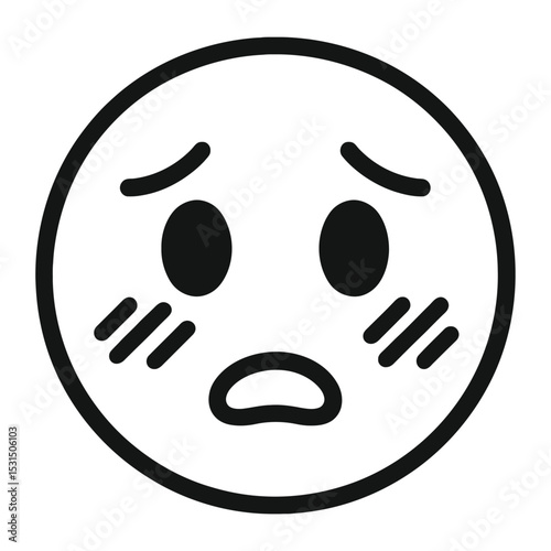 Worried or Embarrassed Emoji Face Vector Icon - Expressing Concern, Shyness, or Disappointment