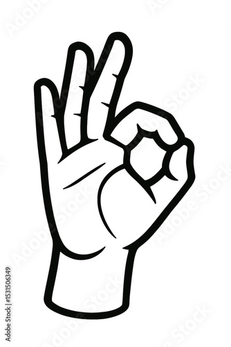 OK Hand Gesture Sign Vector Icon - Symbol of Approval, Agreement, Excellence, and Success