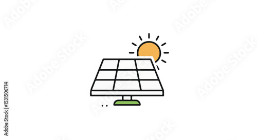 A symbolic image of a solar panel with the sun, representing sustainable energy and environmental consciousness.