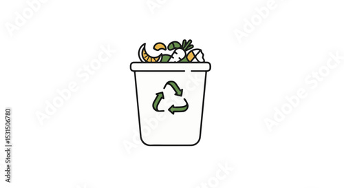Eco-friendly garbage bin filled with food waste ready for recycling.