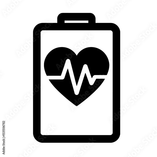 Black and White Heart Rate Monitor Icon Vector - Essential for Health Tracking and Fitness Apps
