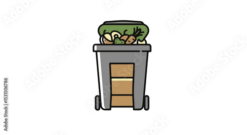Food waste in a trash can, illustrating the problem of wasted food.