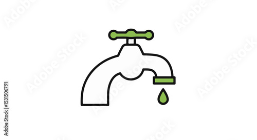 Leaking tap with a single drop of water.