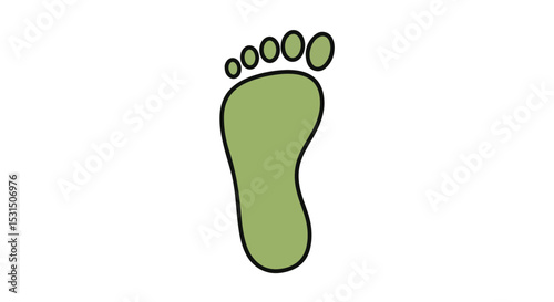 Green footprint with toes in simple design