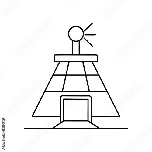 solar incinerator line art on white background