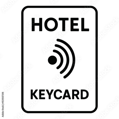 Black and White Hotel Keycard with Contactless Symbol Vector Icon - Modern Access and Payment Technology