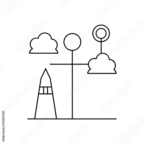 weather station line art on white background