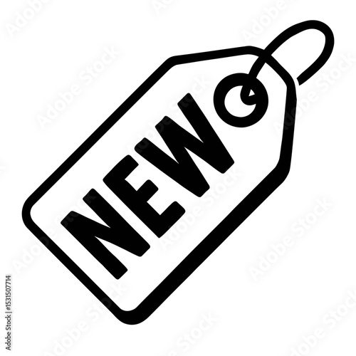 Simple Black and White "NEW" Product Tag Vector Icon - Ideal for Highlighting New Arrivals and Promotions
