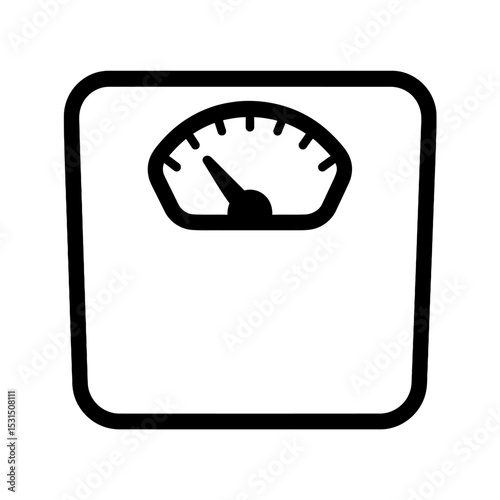 Black and White Outline Icon of a Bathroom Weight Scale