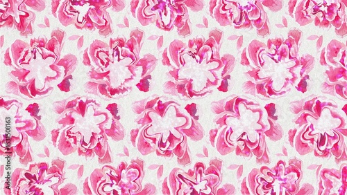 Fototapeta Naklejka Na Ścianę i Meble -  Hot Pink Watercolor Floral Seamless Pattern Texture Background