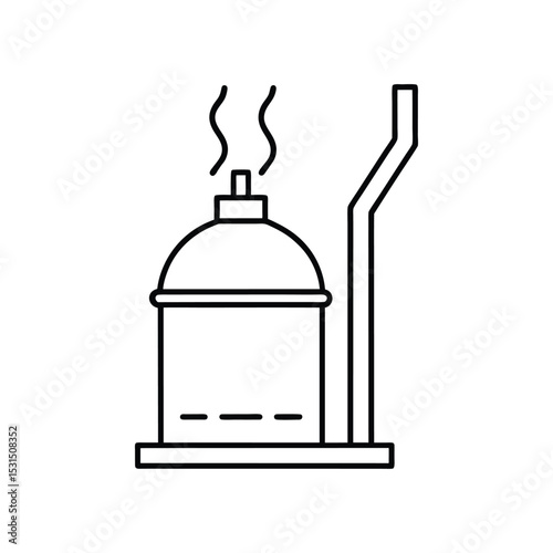 biomass gasifier line art on white background