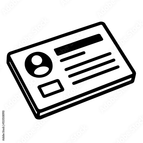Black and White Outline Icon of a Business Card or ID Card