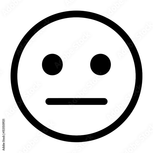 Simple Black and White Neutral Expression Emoji Icon