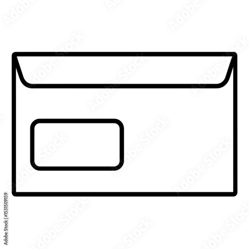 Simple Black and White Business Envelope with Window Outline Icon