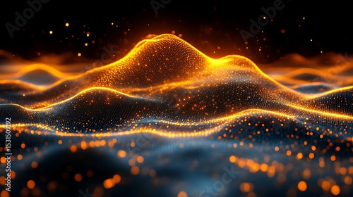 Abstract glowing particles landscape