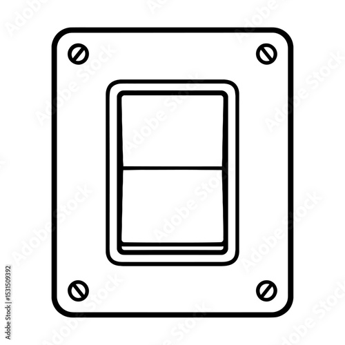 Simple Black and White Light Switch Icon - Electrical Control Symbol