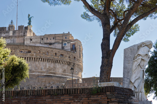Sant'Angelo Castle with sculpture in the foreground