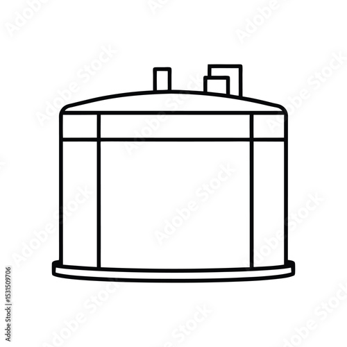 diesel storage tank line art on white background