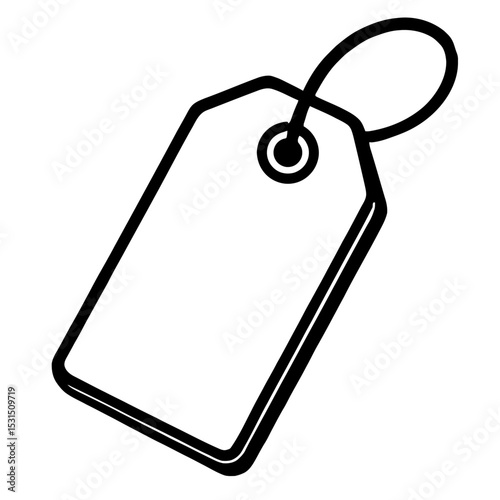 Simple Black and White Blank Price Tag or Swing Tag Icon - Label Element