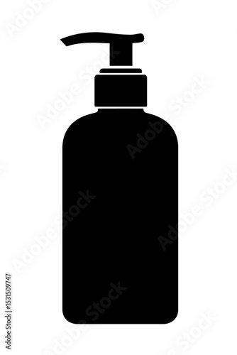 Simple Black and White Pump Bottle Icon - Dispenser for Soap or Sanitizer