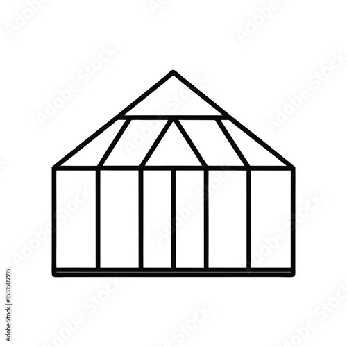 greenhouse line art on white background