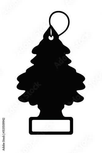 Simple Black and White Christmas Tree Air Freshener Icon - Scent and Aroma Symbol