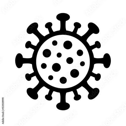 Simple Black and White Virus Icon - Microbe or Germ Symbol