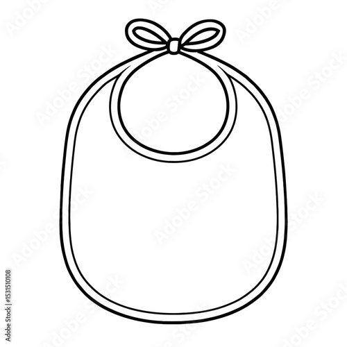 Simple Black and White Baby Bib Icon - Infant Feeding Accessory