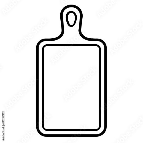 Simple Black and White Cutting Board Icon - Kitchen Utensil for Food Preparation