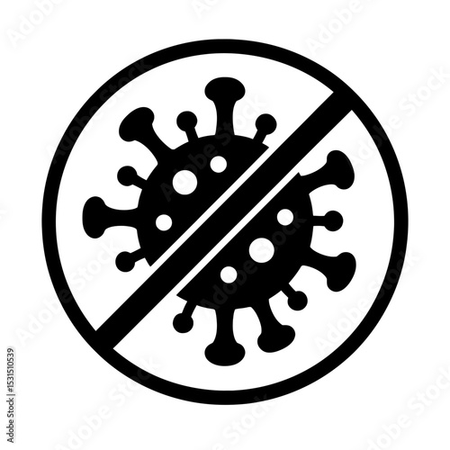 Simple Black and White No Virus Icon - Antivirus and Protection Symbol