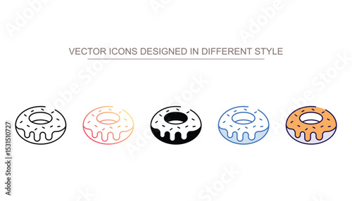 Doughnut icon design with white background stock illustration