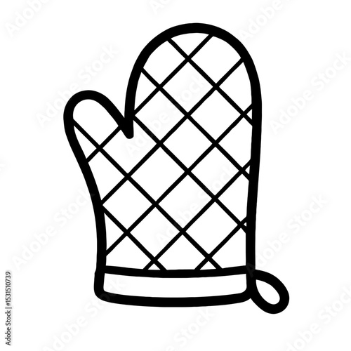 Simple Black and White Oven Mitt Icon - Kitchen and Cooking Safety