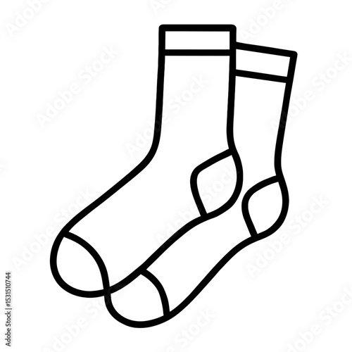 Simple Black and White Socks Icon - Clothing Apparel Symbol
