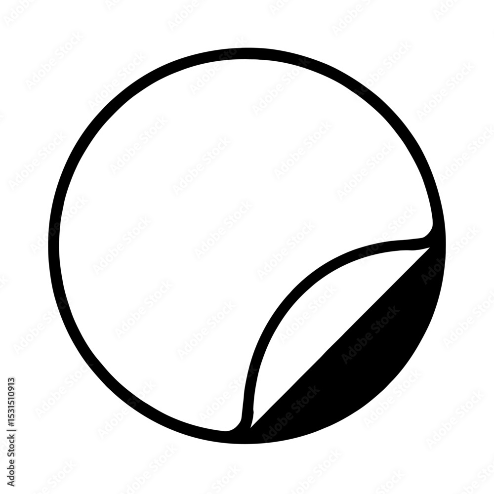Simple Black and White Peeled Sticker Icon Simple Black and White Peeled Sticker Icon