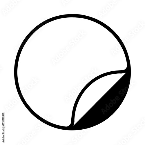 Simple Black and White Peeled Sticker Icon