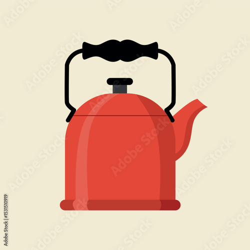 illustration of an antique red teapot water heater kettle