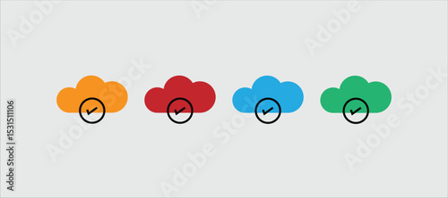 Connected Cloud Computing Icon on gray background 