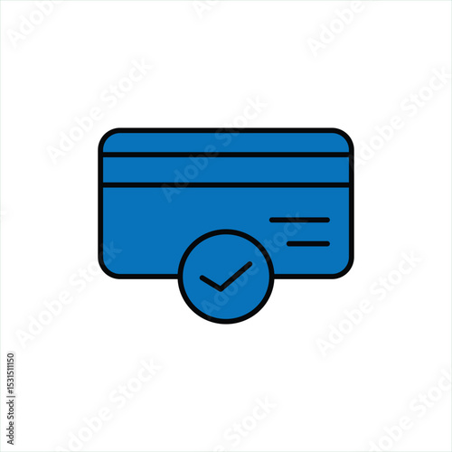  Credit card payment icon with checkmark signifying approved transaction