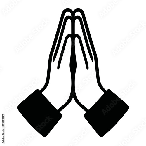 Simple Black and White Praying Hands Icon