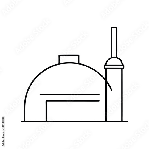 biogas plant line art on white background