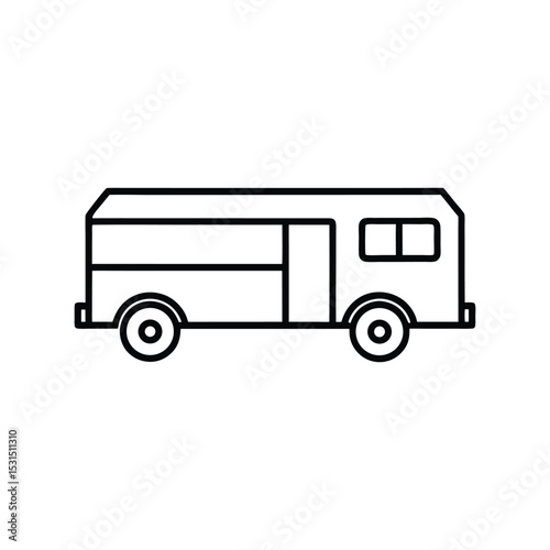 farm trailer line art on white background